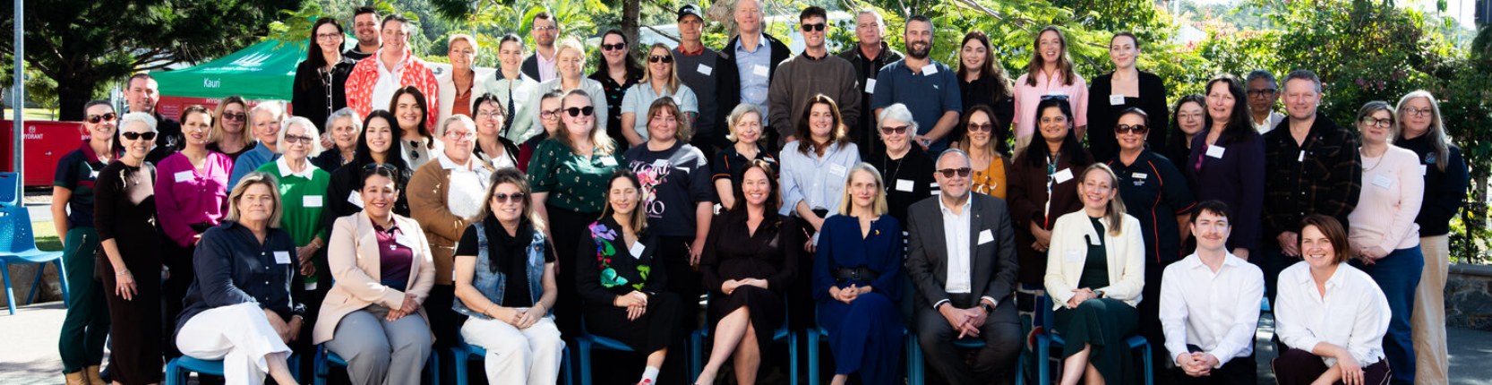Attendees of the 2026 Food Ladder Futures Summit gathered outdoors at Pacific Pines State High School.